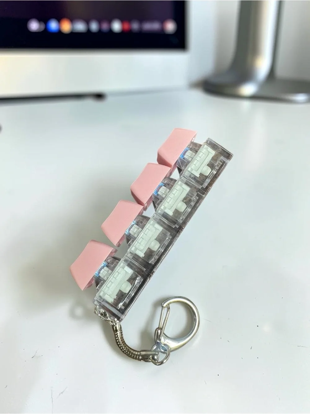 Pink Keycap Charm Keychain for Kids - Cute Keyboard Fidget Toy